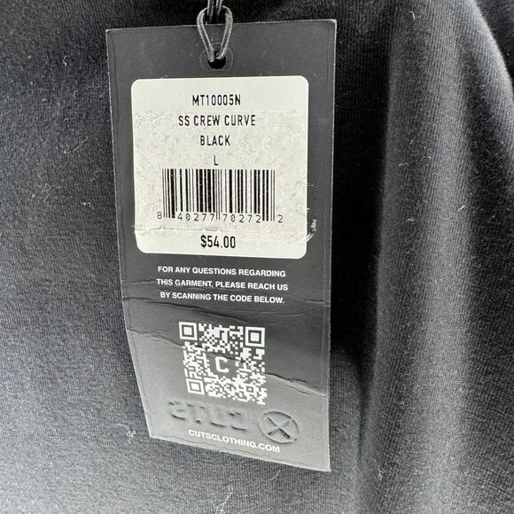NWT CUTS Men's Short Sleeve Crew Curve Hem Black Large - Picture 4 of 5